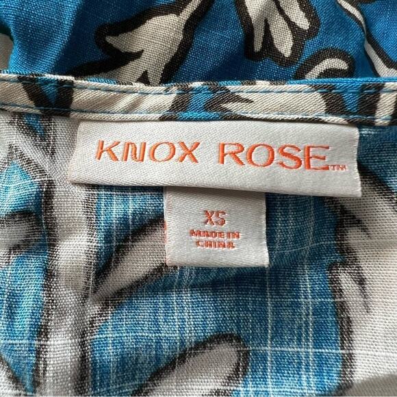 Knox Rose Blue Floral Print Short Sleeve Wrap Dress- Size XS - Picture 8 of 13